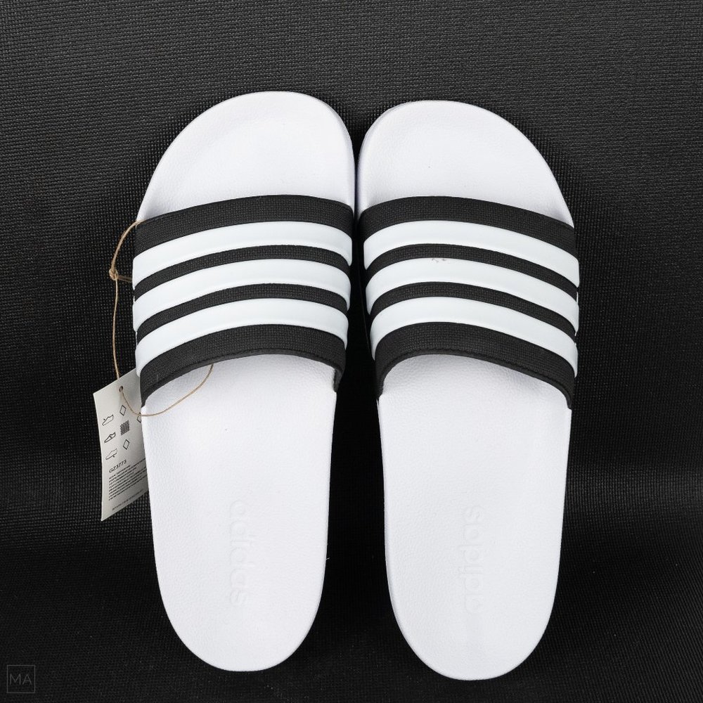 NWT Adidas Men's Cloudfoam Adilette Slides Size 10 White/Black - Picture 8 of 8
